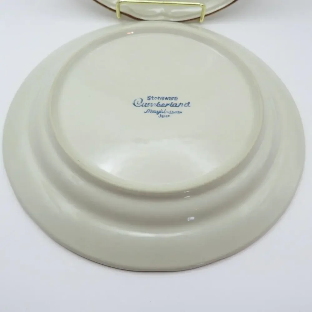 Cumberland Mayblossom Stoneware Japan Dessert Plates Set of 3 Brown Floral 7.75